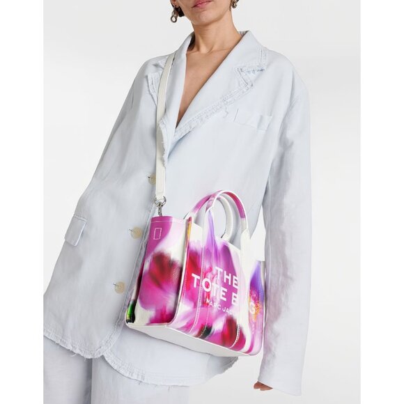 Marc Jacobs Future Floral Small Leather Tote Bag White Multi - Picture 7 of 16